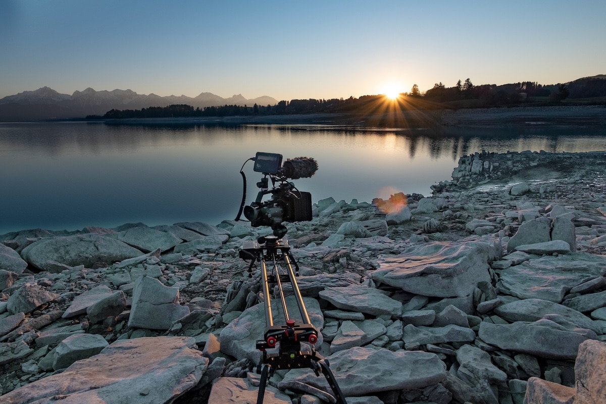 Kamera auf Slider am Forggensee